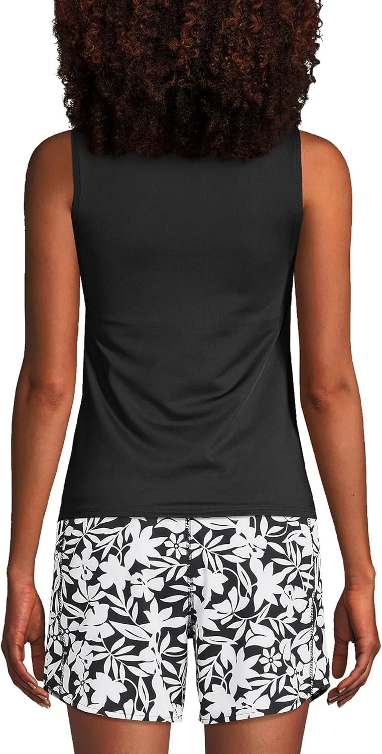 Lands' End Women's High Neck UPF 50 Modest Tankini Top Swimsuit