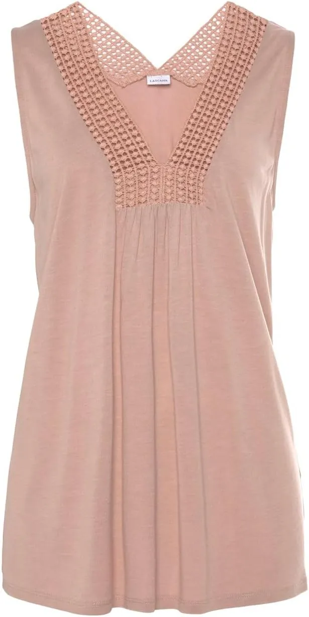 LASCANA Women's Crochet Insert Tank Top
