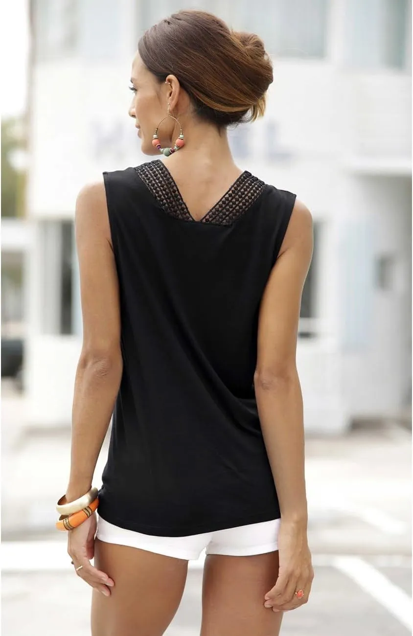 LASCANA Women's Crochet Insert Tank Top