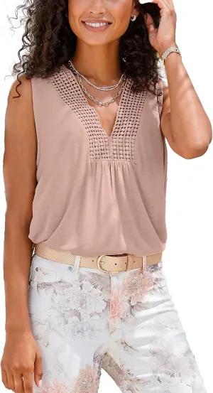 LASCANA Women's Crochet Insert Tank Top