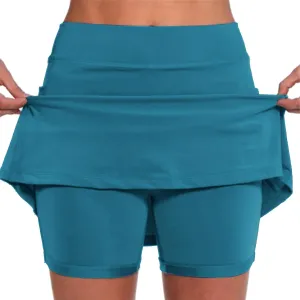 LCMTWX Lightweight High Waist Mid Waist Culottes Short Skirts Skinny Pants High Waisted Pleated Sports Skort with Pockets
