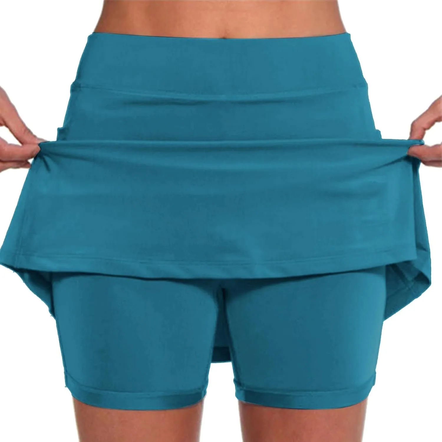 LCMTWX Lightweight High Waist Mid Waist Culottes Short Skirts Skinny Pants High Waisted Pleated Sports Skort with Pockets