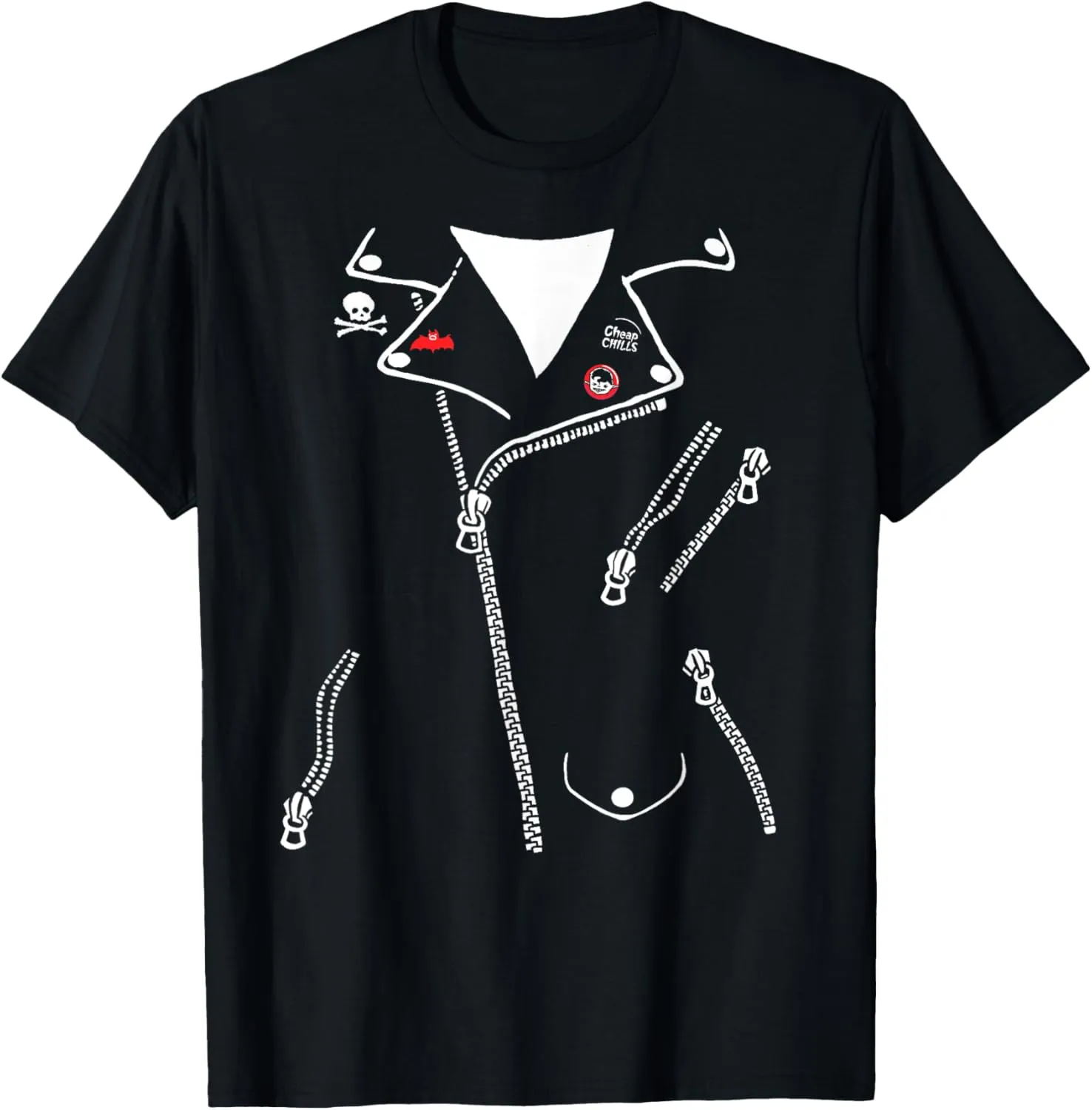 Leather Biker Jacket - Spooky Rockabilly T-Shirt