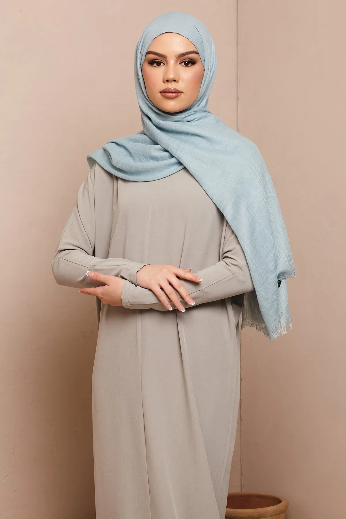 Light Blue Cotton & Wool Hijab