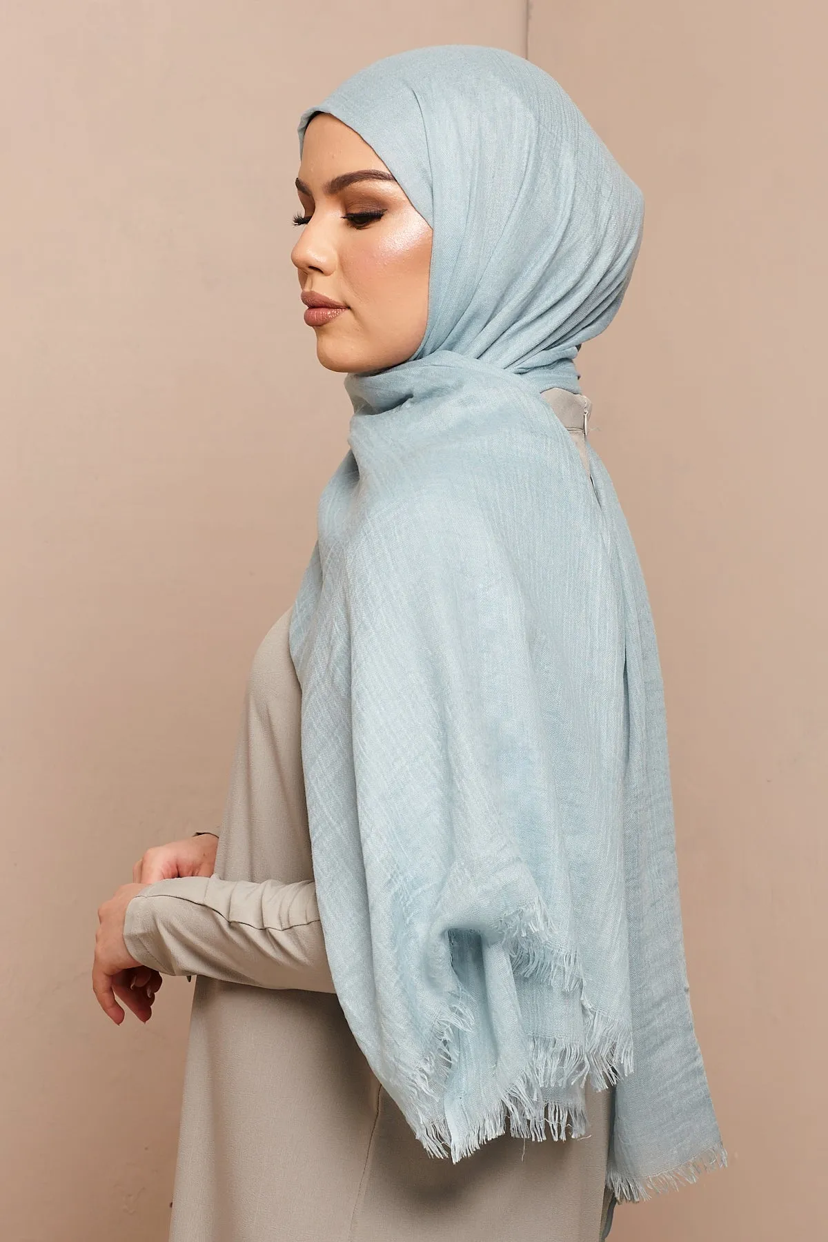 Light Blue Cotton & Wool Hijab