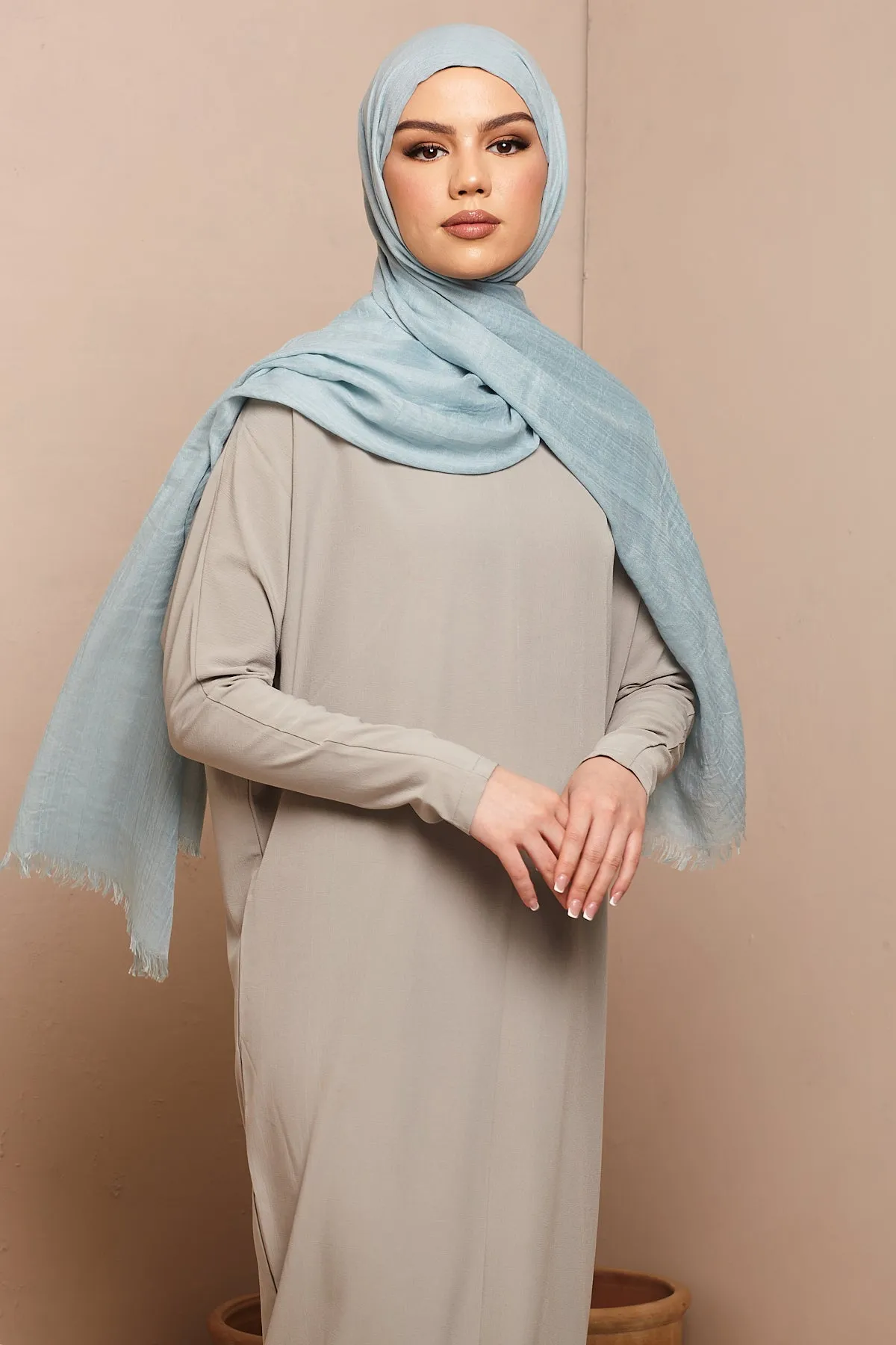 Light Blue Cotton & Wool Hijab