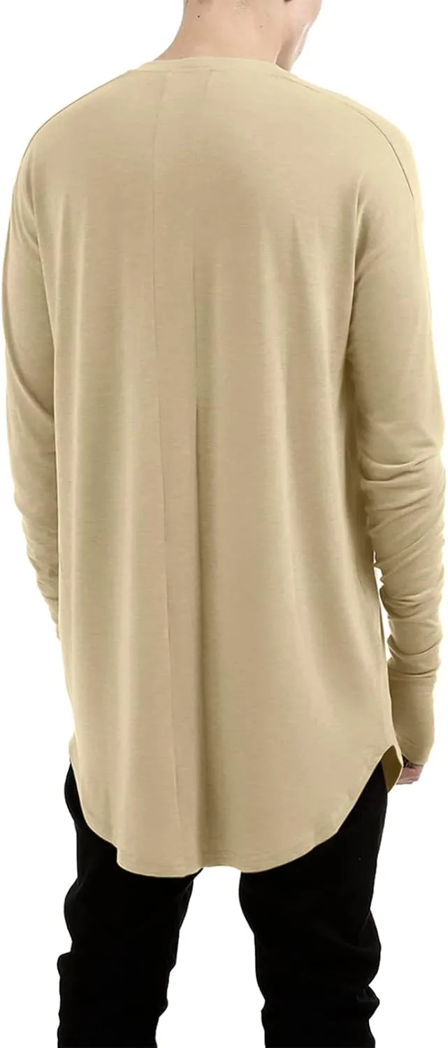 LILBETTER Mens Thumb Hole Cuffs Long Sleeve T-Shirt Basic Tee