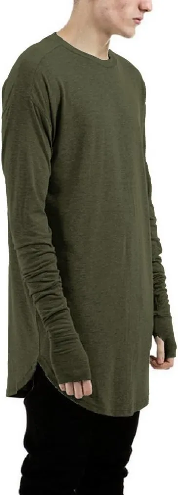 LILBETTER Mens Thumb Hole Cuffs Long Sleeve T-Shirt Basic Tee