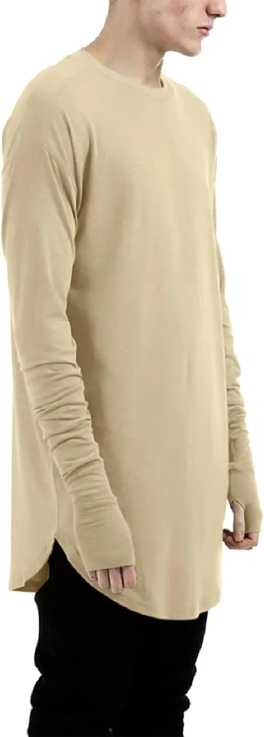 LILBETTER Mens Thumb Hole Cuffs Long Sleeve T-Shirt Basic Tee