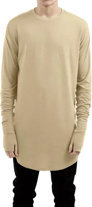 LILBETTER Mens Thumb Hole Cuffs Long Sleeve T-Shirt Basic Tee