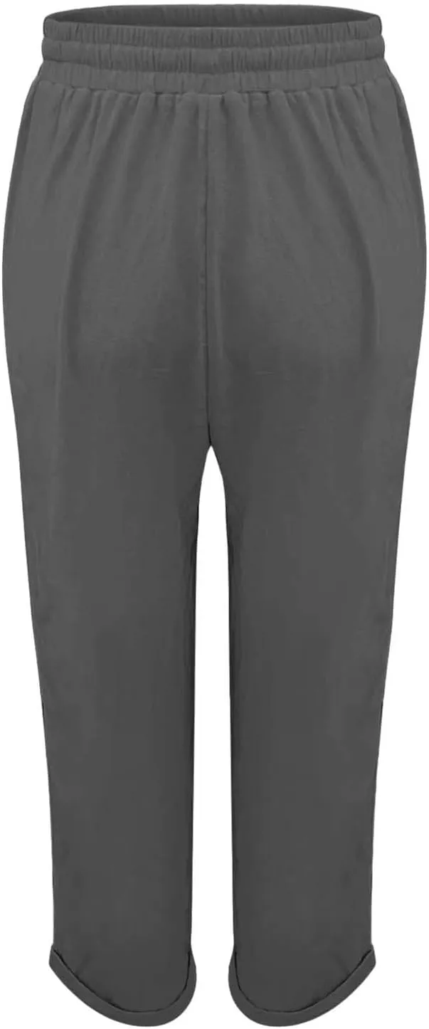 Linen Pants for Women 2025 Loose Fit Drawstring Straight Leg Gauze Pant Lightweight Lounge Beach Vacation Trousers
