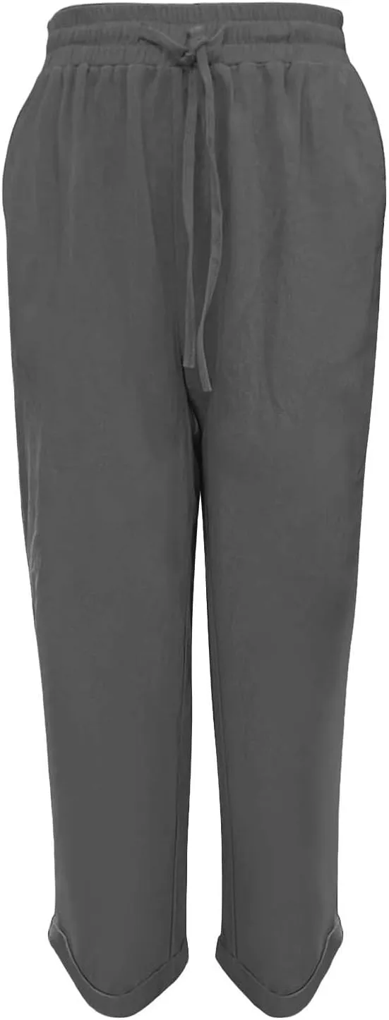 Linen Pants for Women 2025 Loose Fit Drawstring Straight Leg Gauze Pant Lightweight Lounge Beach Vacation Trousers