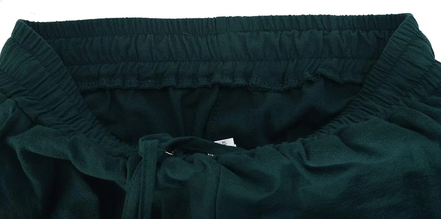 Linen Pants for Women Summer Lightweight Drawstring Elastic Waist Pants Loose Comfy Wide Leg Trousers with Pockets