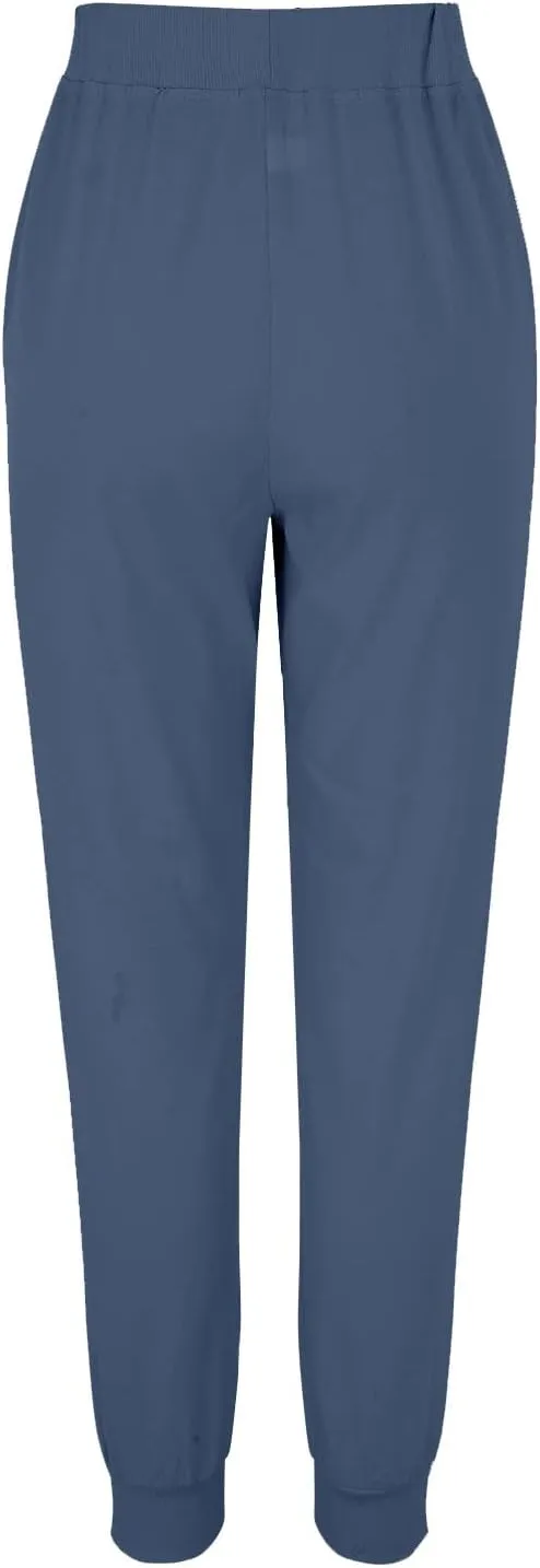 Linen Tapered Pants Women Drawstring Elastic Waist Casual Trousers with Pockets Straight Leg Loose Comfy Sweatpants