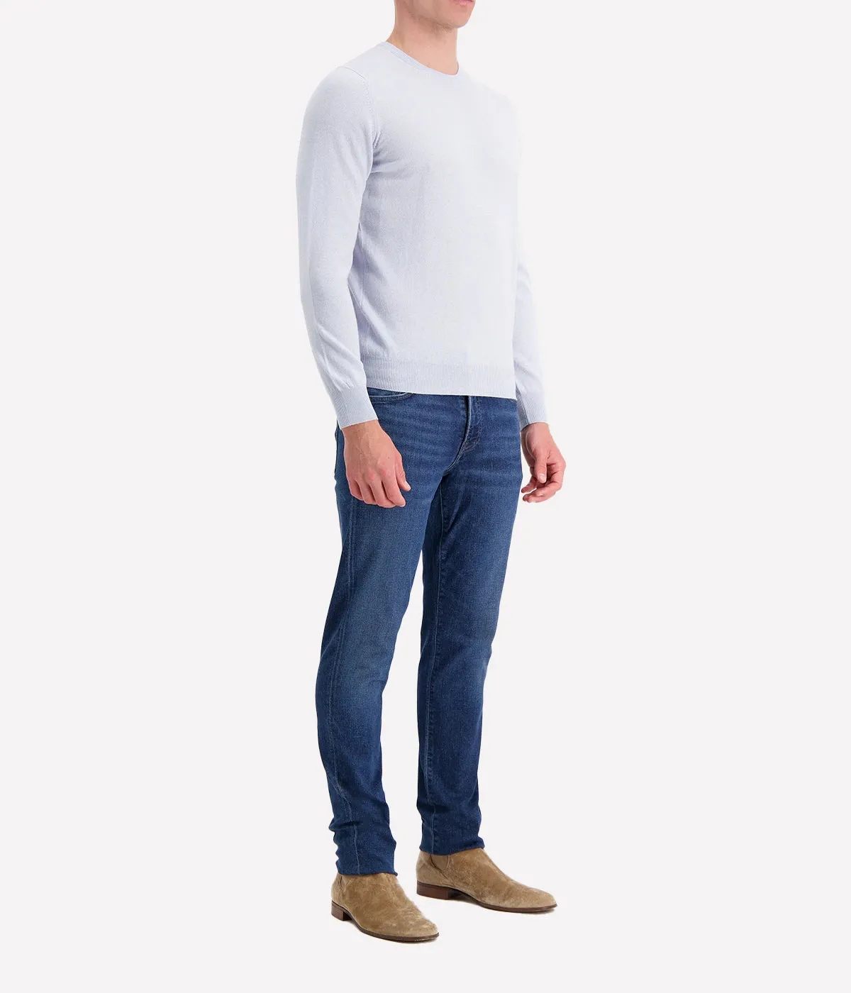 Long Sleeve Crew in Light Blue