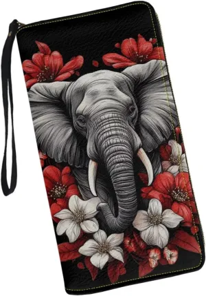 Long Wallet for Women Zipper Around Purse Large Capacity Clutch Bag Pouch PU Leather