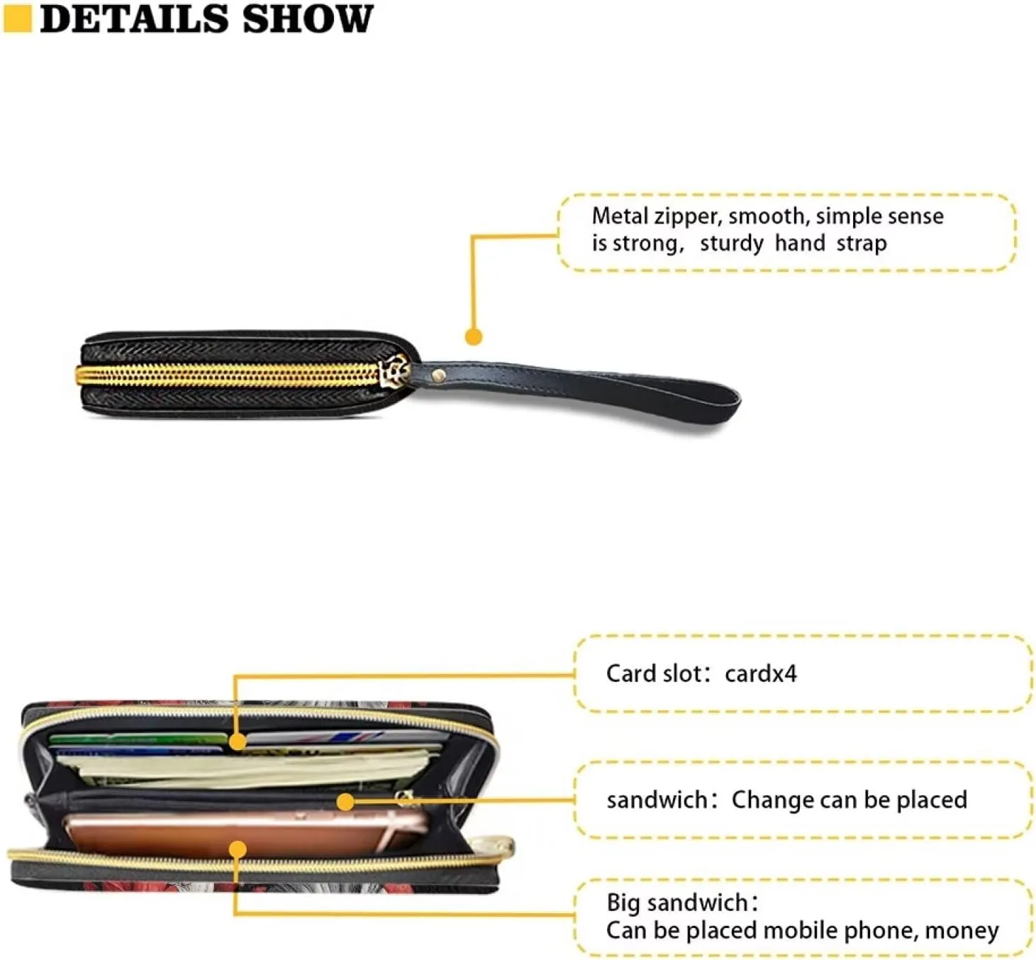 Long Wallet for Women Zipper Around Purse Large Capacity Clutch Bag Pouch PU Leather