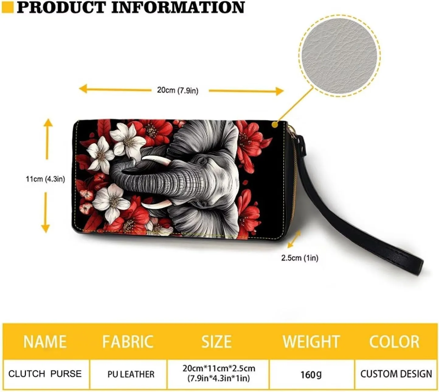 Long Wallet for Women Zipper Around Purse Large Capacity Clutch Bag Pouch PU Leather