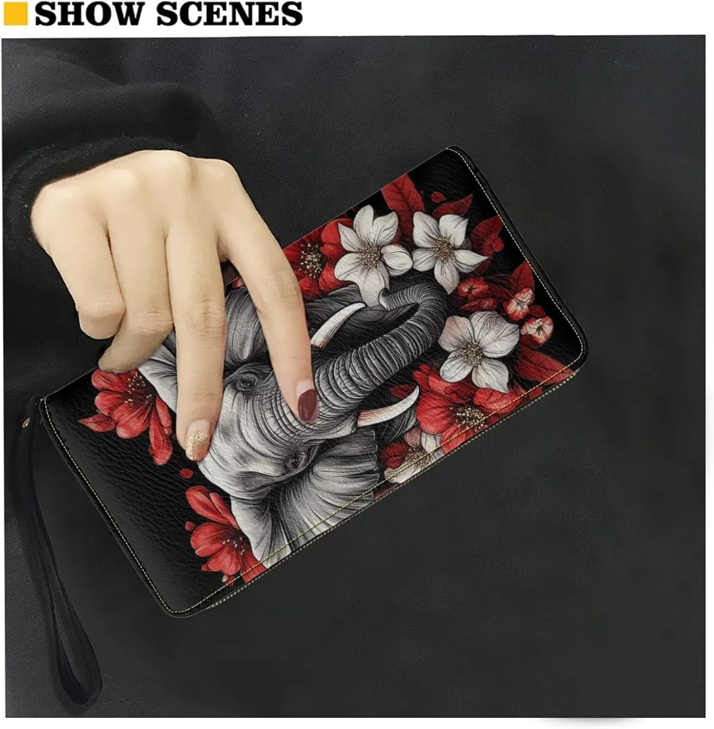 Long Wallet for Women Zipper Around Purse Large Capacity Clutch Bag Pouch PU Leather