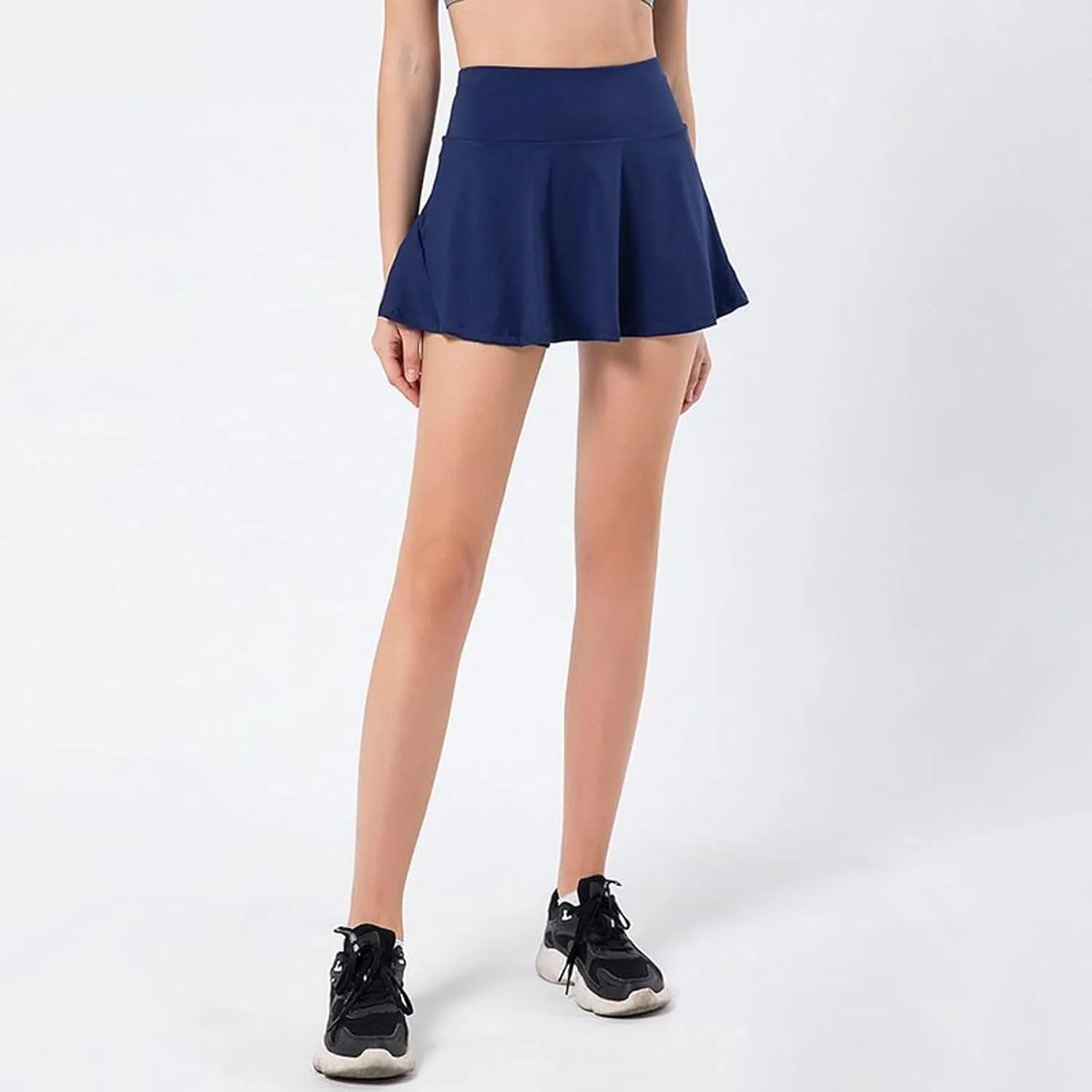 Lu's Chic Women's Tennis Skort High Waisted Scooter Running Athletic Fashion Short Spandex Scooter Skirt