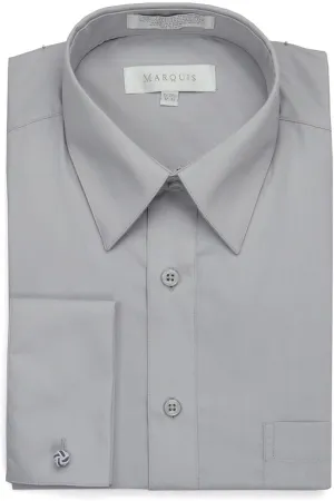 Marquis Men's Regular Fit French Cuff Cotton Blend Solid Dress Shirt