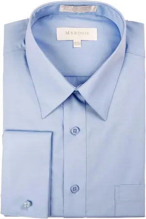 Marquis Men's Regular Fit French Cuff Cotton Blend Solid Dress Shirt