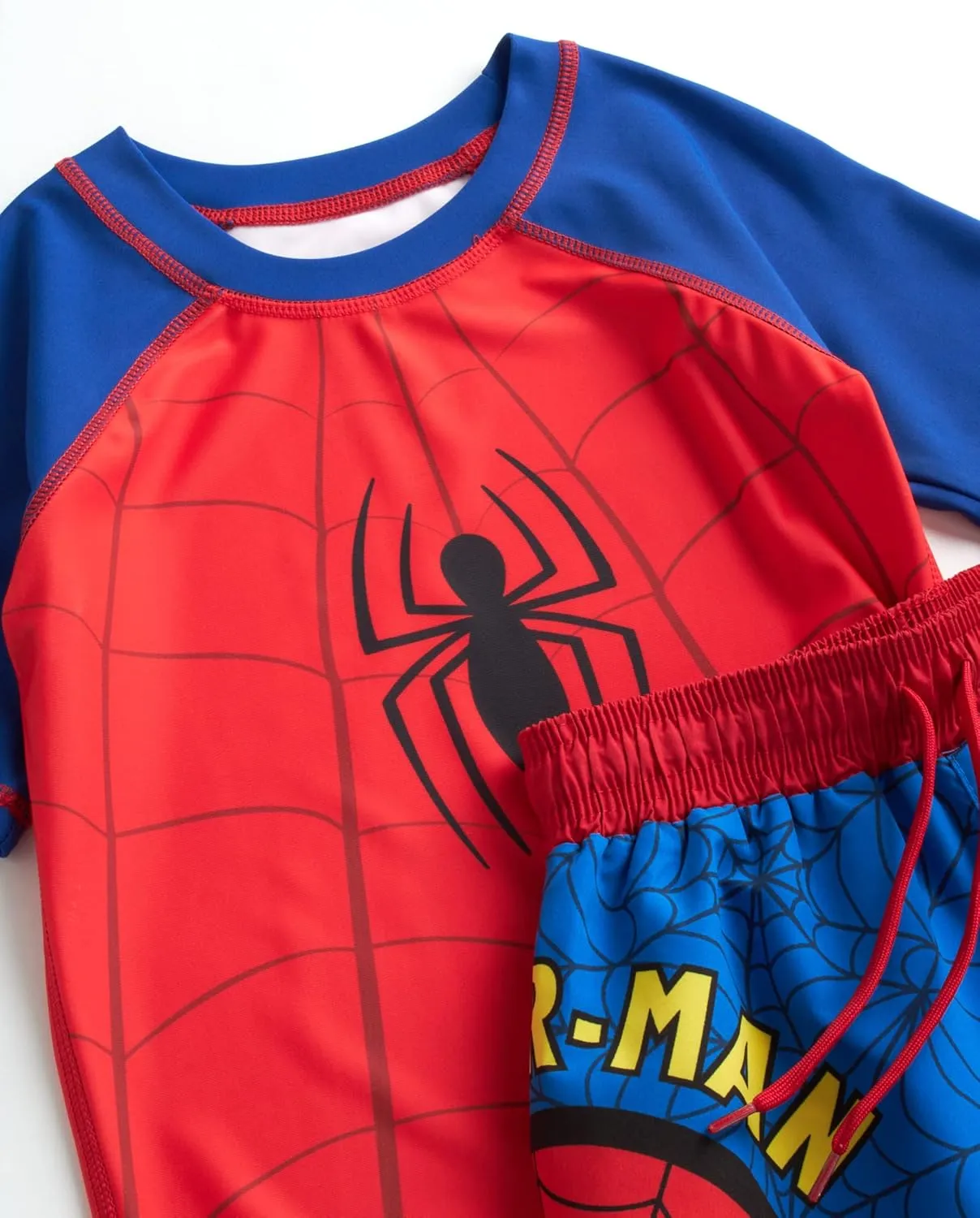 Marvel Boys Rash Guard Set - 2 Piece Spiderman Spidey & His Amazing Friends UPF50  Swim Shirt & Swim Trunks for Boys (2T-12)