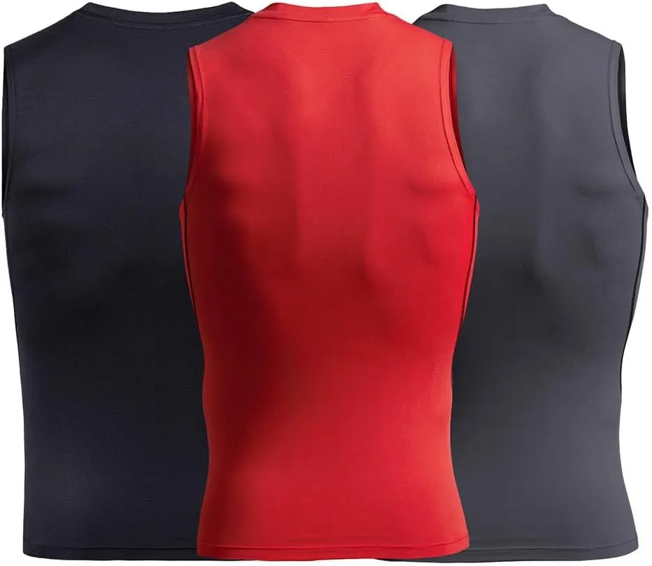 Men 3pack Compression Tank Top, Slimming Undershirt, Under Armor Compression Shirt Pack Athletic Base Layer Sport Tank Top