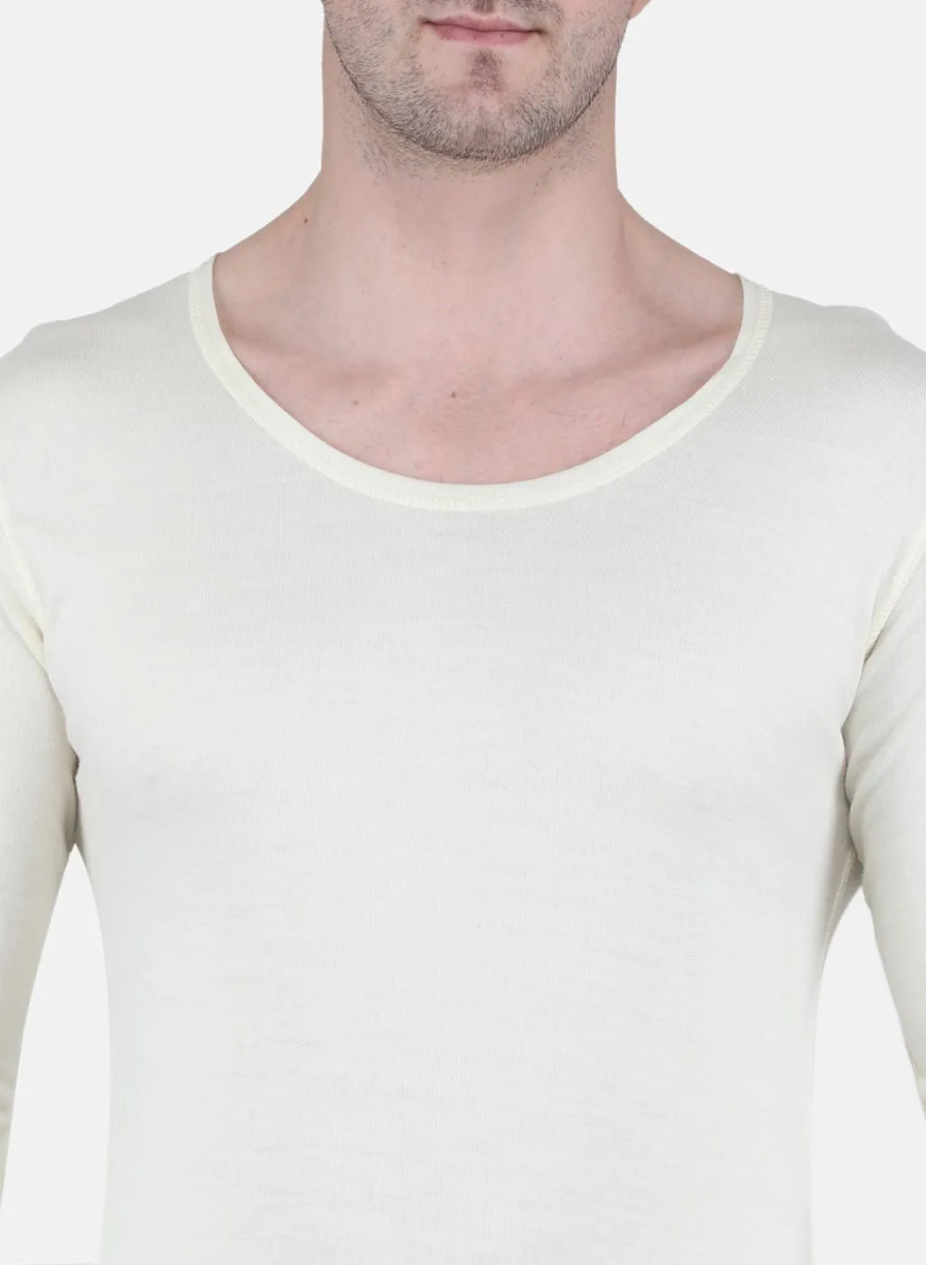 Men Cream Solid Thermal Vest