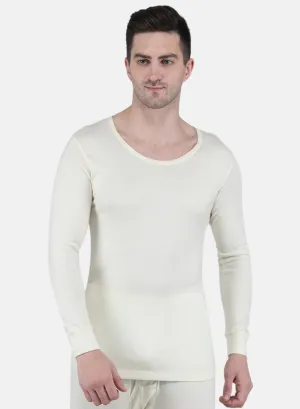 Men Cream Solid Thermal Vest