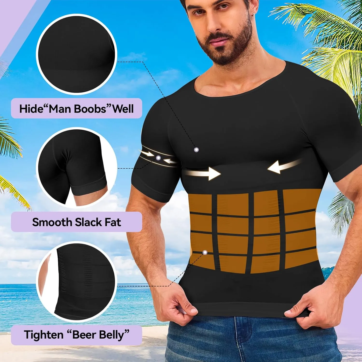 Mens Compression Shirt Body Shaper Slimming Undershirt Gynecomastia Abdomen Tummy Control Shapewear Tank Top Vest