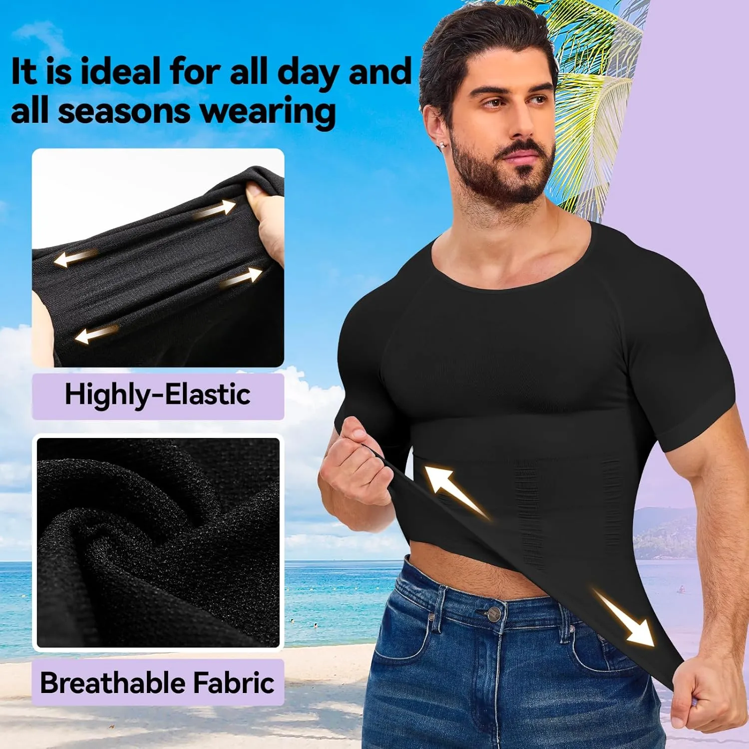 Mens Compression Shirt Body Shaper Slimming Undershirt Gynecomastia Abdomen Tummy Control Shapewear Tank Top Vest