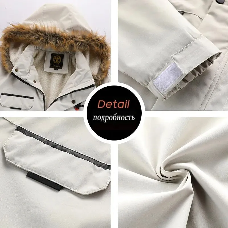 Men's Fleece-lined Thickened Jacket Casual Outdoor Parka