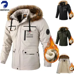 Men's Fleece-lined Thickened Jacket Casual Outdoor Parka