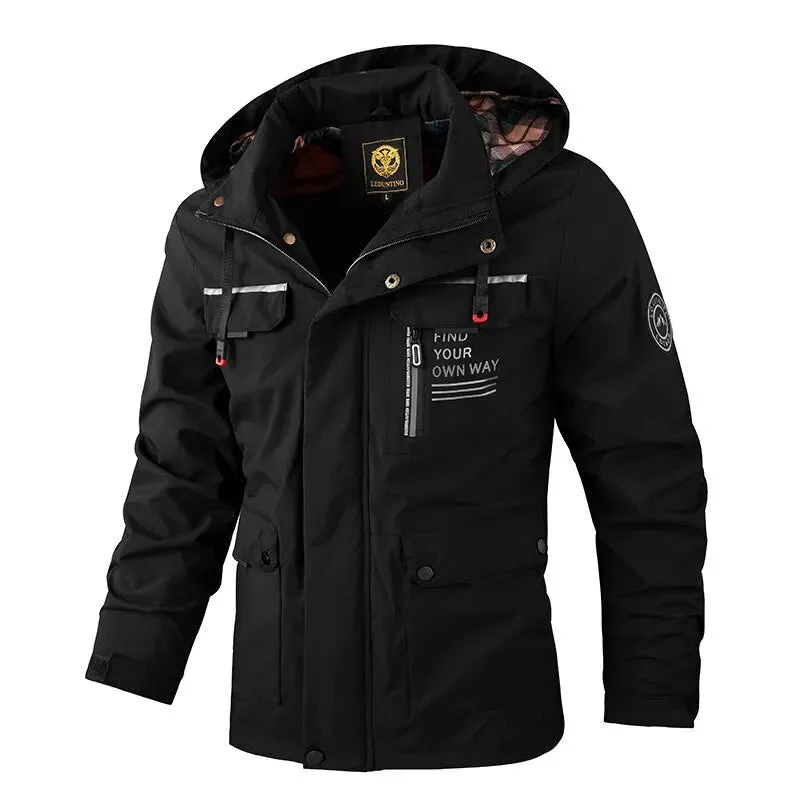 Men's Fleece-lined Thickened Jacket Casual Outdoor Parka