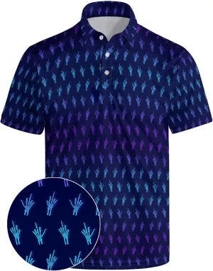 Mens Golf Polo Shirts - Hawaiian Print Golf Shirt for Men Quick-Dry Moisture Wicking Casual Breathable Polo Shirt