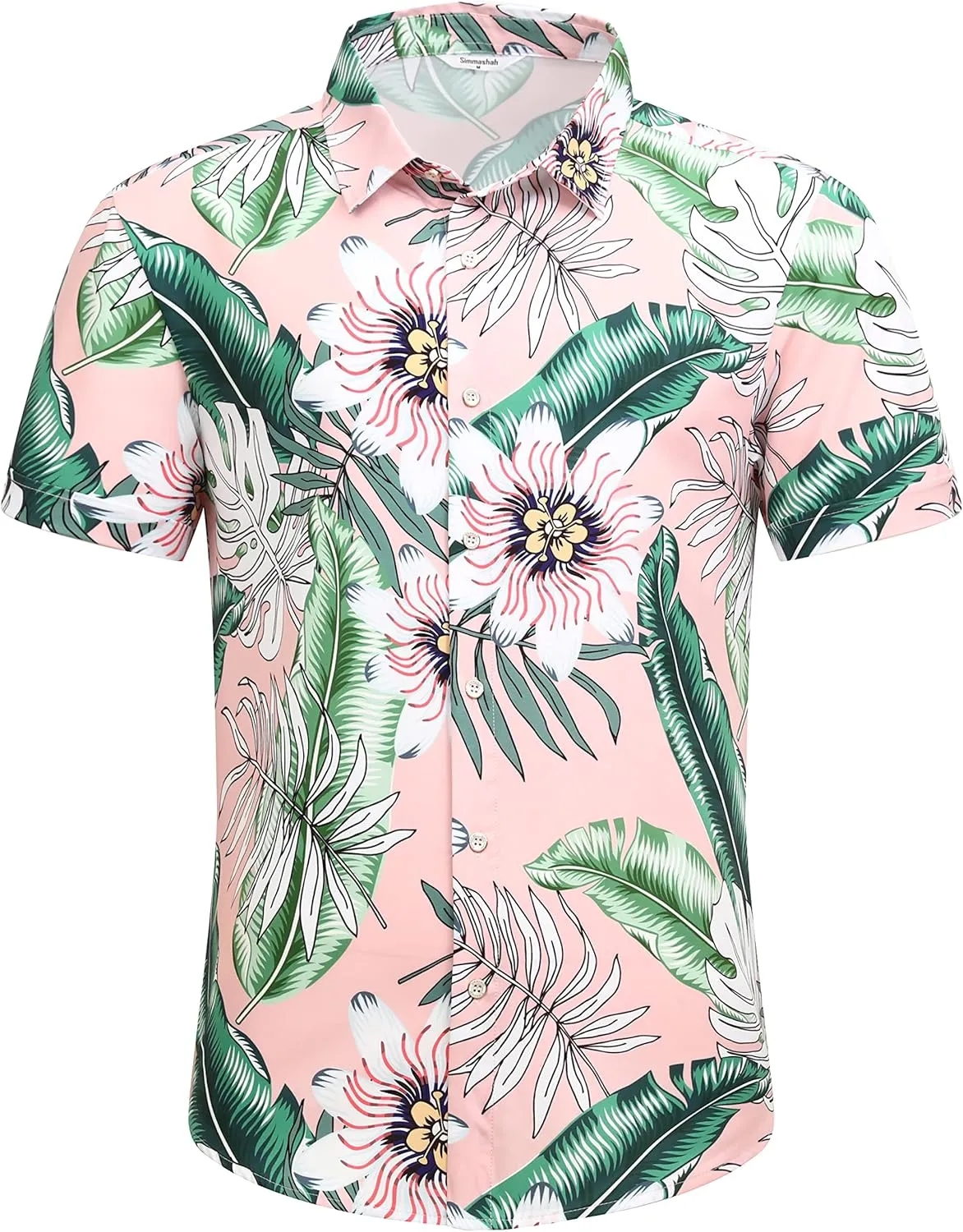 Mens Hawaiian Shirt, Short Sleeves Button Down Beach Clothing, Unisex Summer Flamingos Casual Aloha Floral Shirts