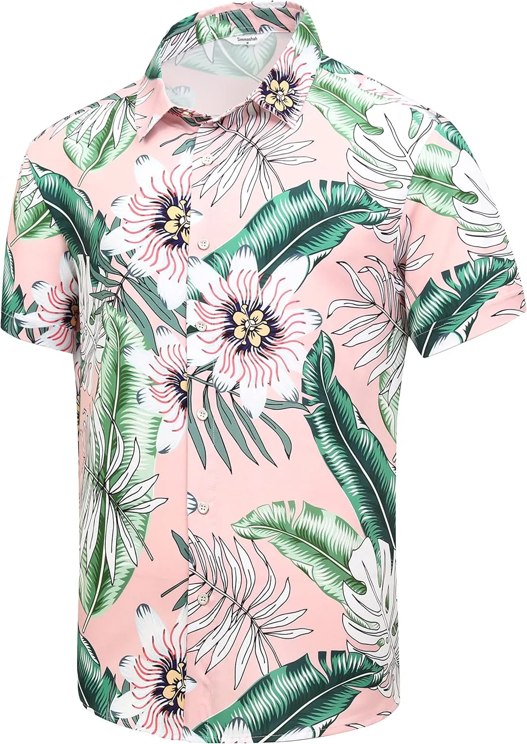Mens Hawaiian Shirt, Short Sleeves Button Down Beach Clothing, Unisex Summer Flamingos Casual Aloha Floral Shirts
