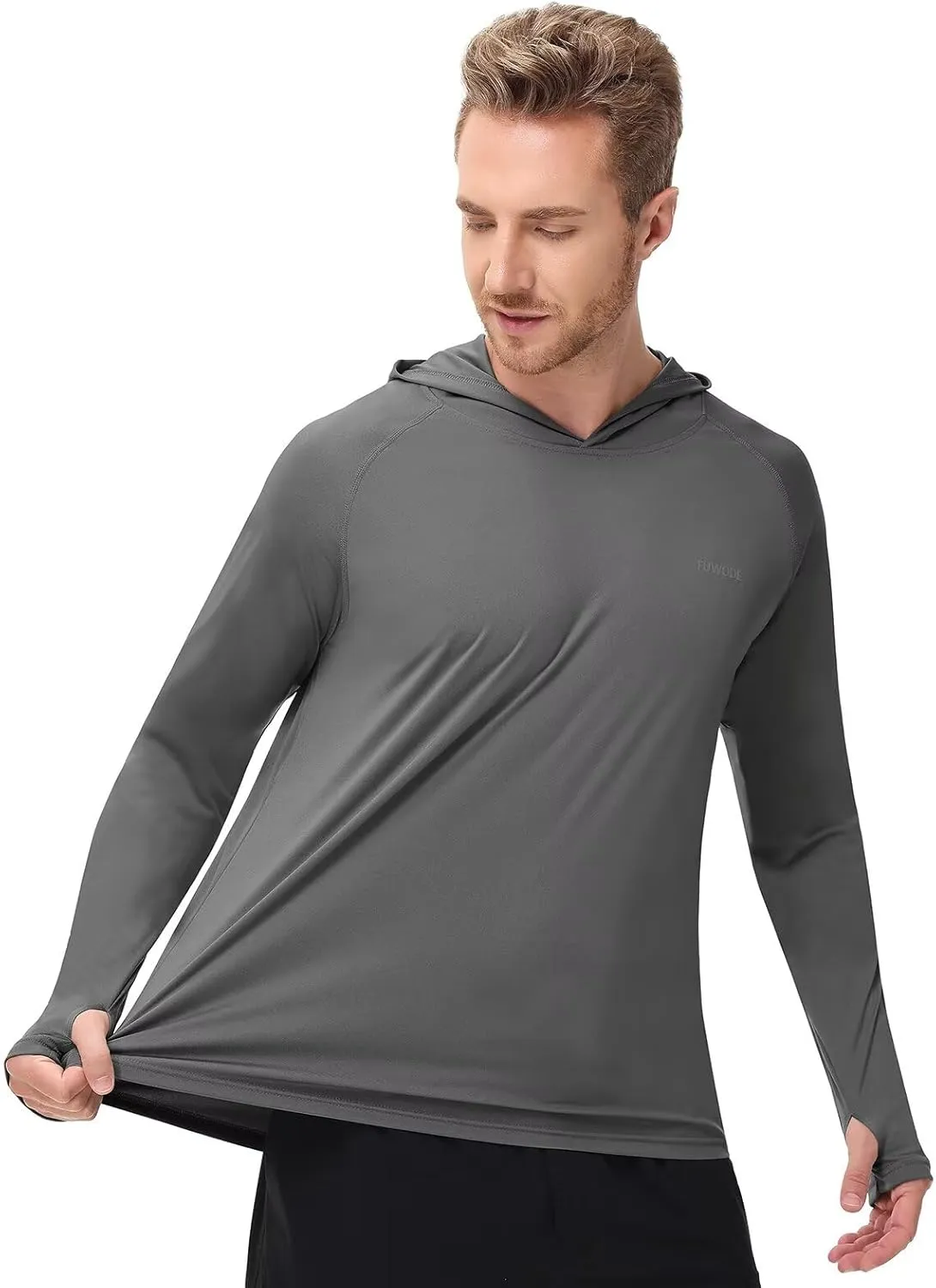 Mens Long Sleeve Sun Shirt with Hood Mask UPF SPF UV Protection for Hiking Fishing Kayaking Summer Outdoor Activities