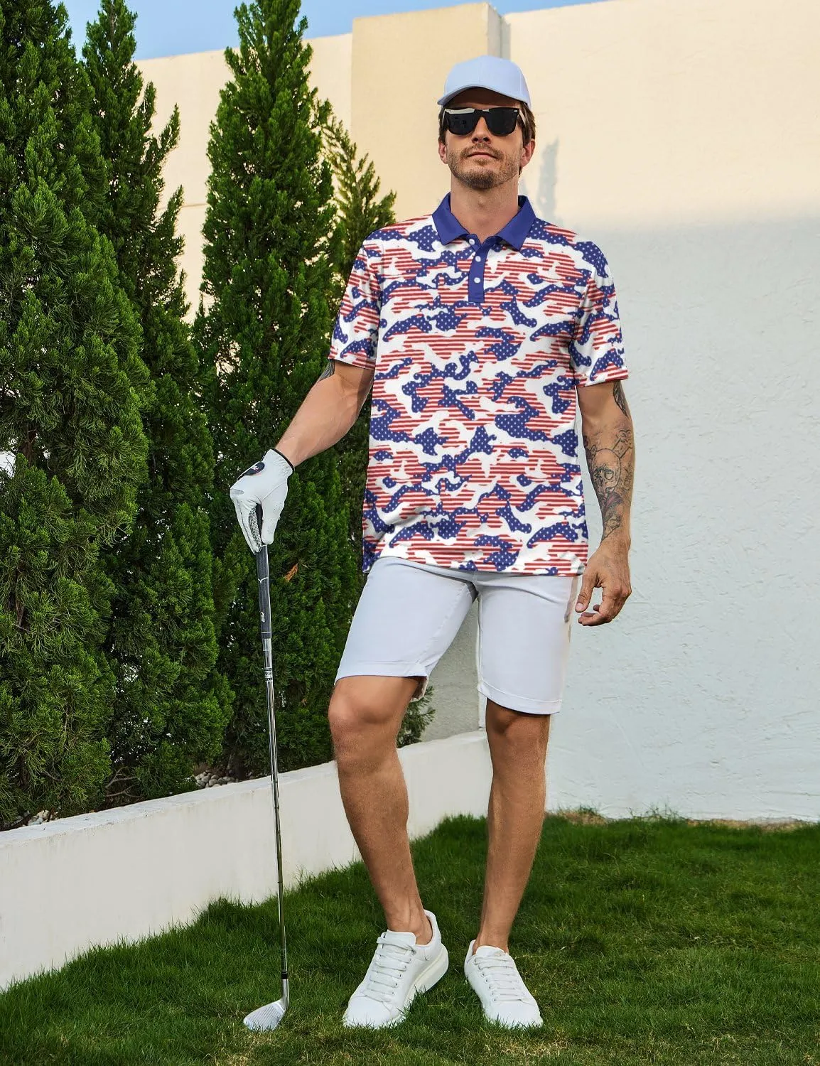 Men's Polo Shirt Funny Golf Shirts Quick Dry Print Performance Short Sleeve Collared Golf Polo Shirts for Men, S-4XL