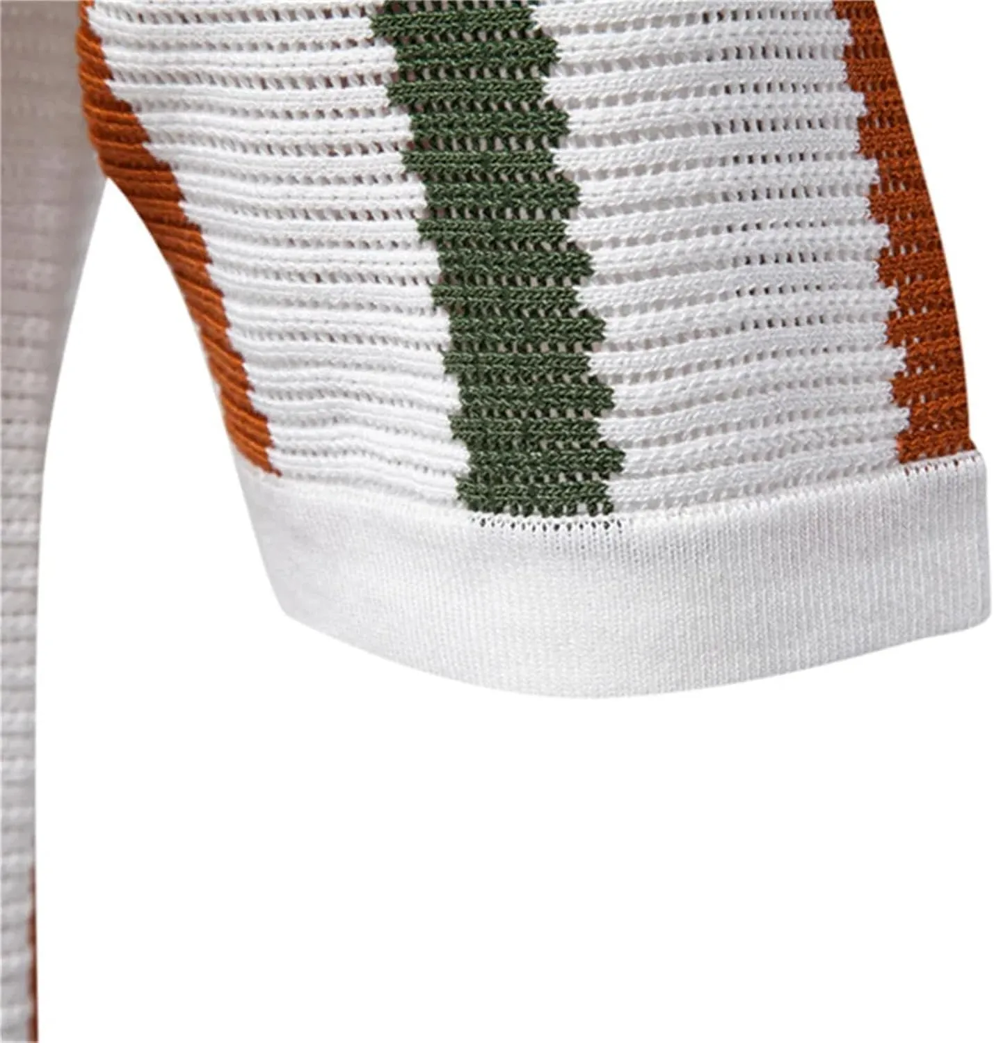 Men's Ribbed Knit Polo Shirt Breathable Striped Casual Golf Shirt with Comfortable Collar