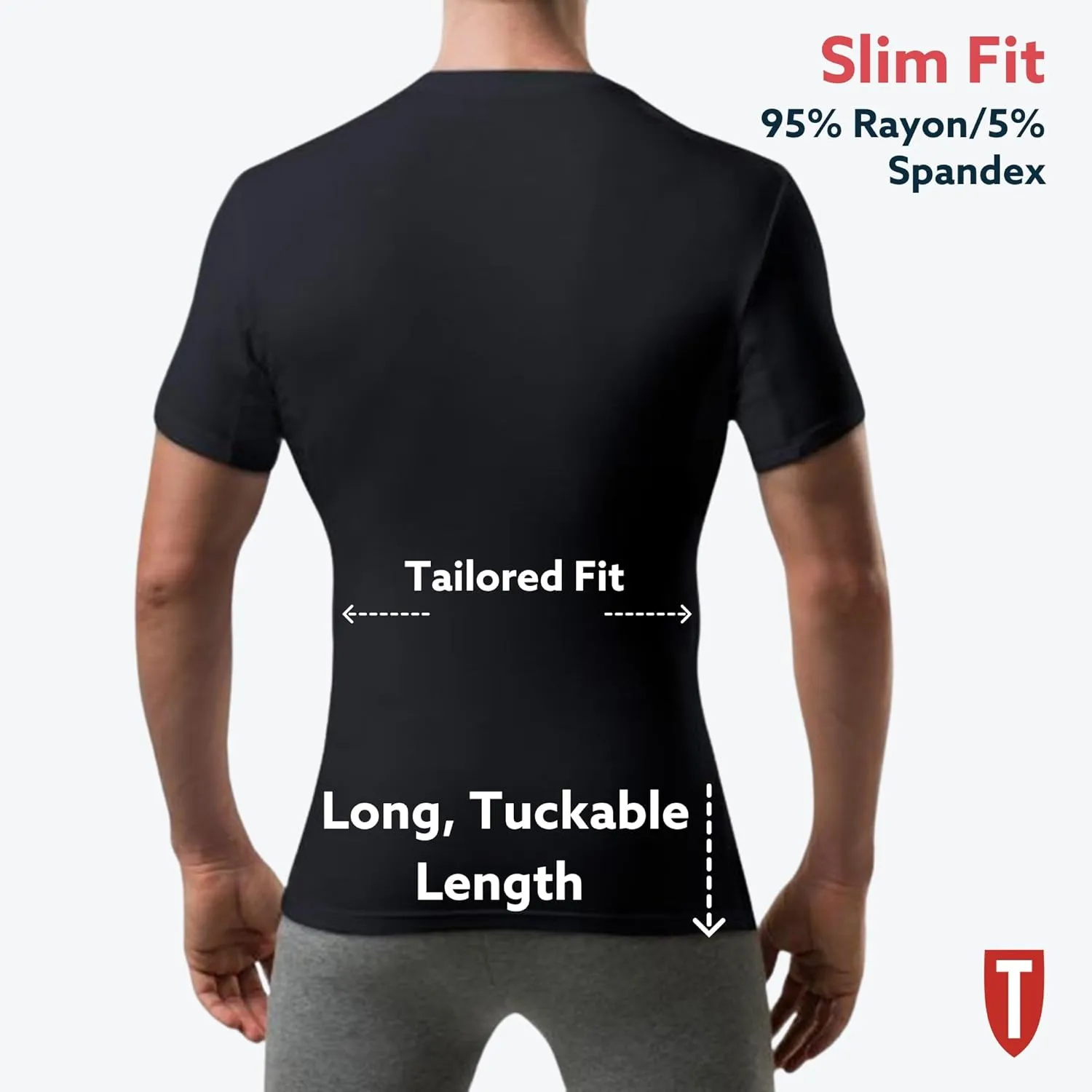 Men's Sweatproof Undershirt | Slim Fit Crew Neck T-Shirt with Underarm Sweat Pads | Aluminum-Free Alternative