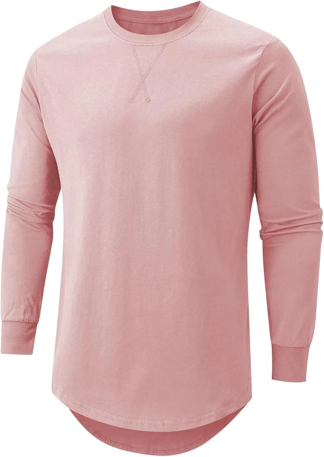 Mens T Shirts Casual Hipster Hip Hop Longline Crewneck Tee Shirts