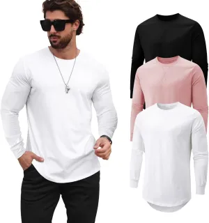 Mens T Shirts Casual Hipster Hip Hop Longline Crewneck Tee Shirts