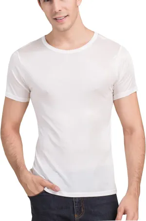 METWAY Mens Mulberry Silk T Shirt/Casual Short Sleeve Crew Neck Silk TEE Shirts/Super Soft and Breathable Workout Shirts
