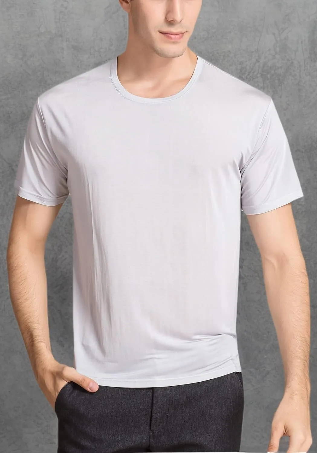 METWAY Mens Mulberry Silk T Shirt/Casual Short Sleeve Crew Neck Silk TEE Shirts/Super Soft and Breathable Workout Shirts
