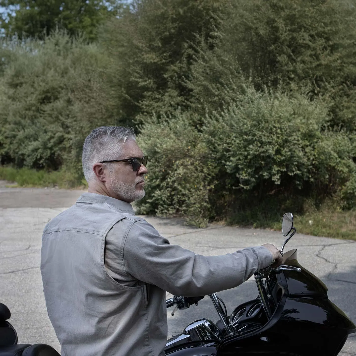 Milwaukee Leather MPM1621 Men's Grey CE Armored Long Sleeve Motorcycle Riders Shirt w/Reinforced w/Aramid Fibers