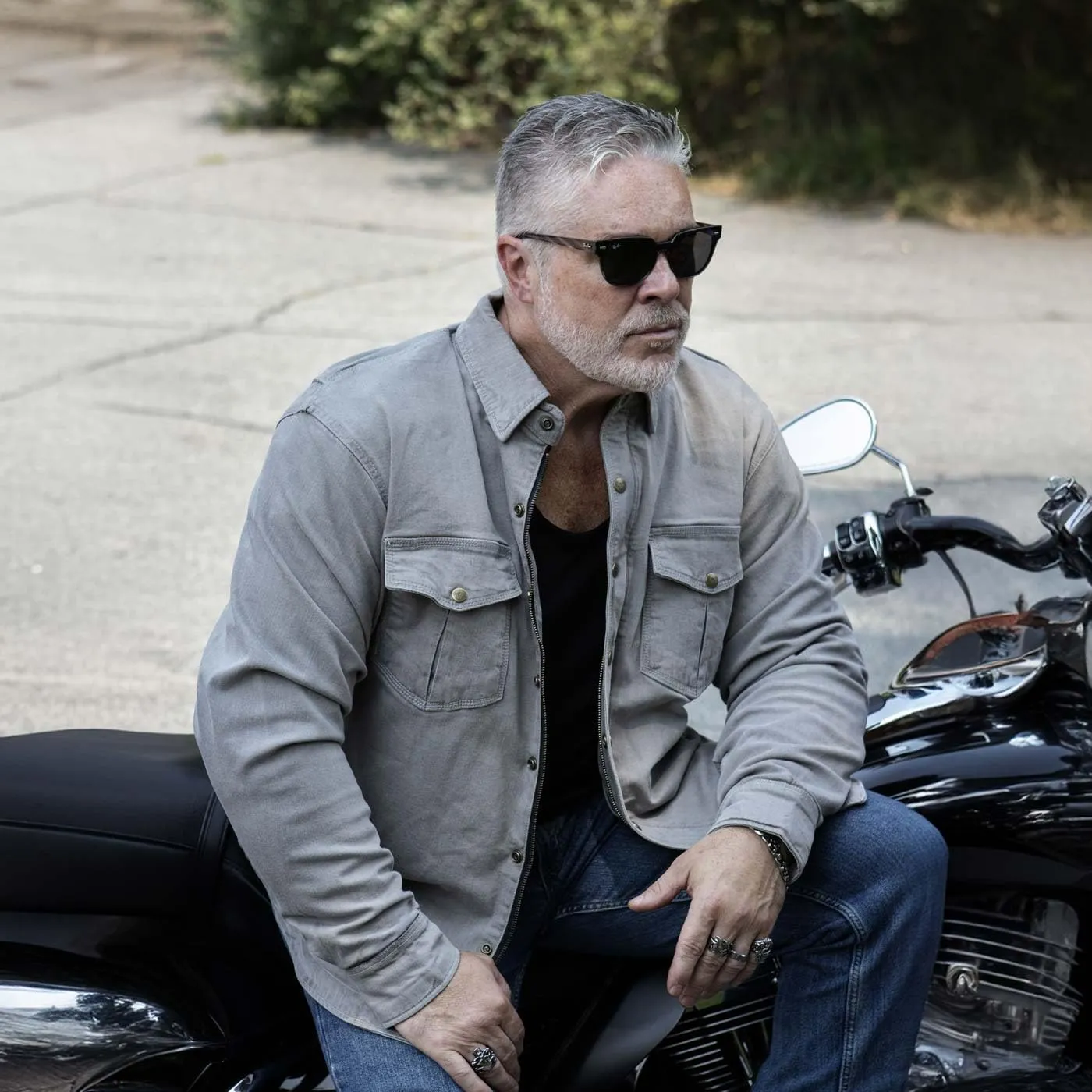 Milwaukee Leather MPM1621 Men's Grey CE Armored Long Sleeve Motorcycle Riders Shirt w/Reinforced w/Aramid Fibers