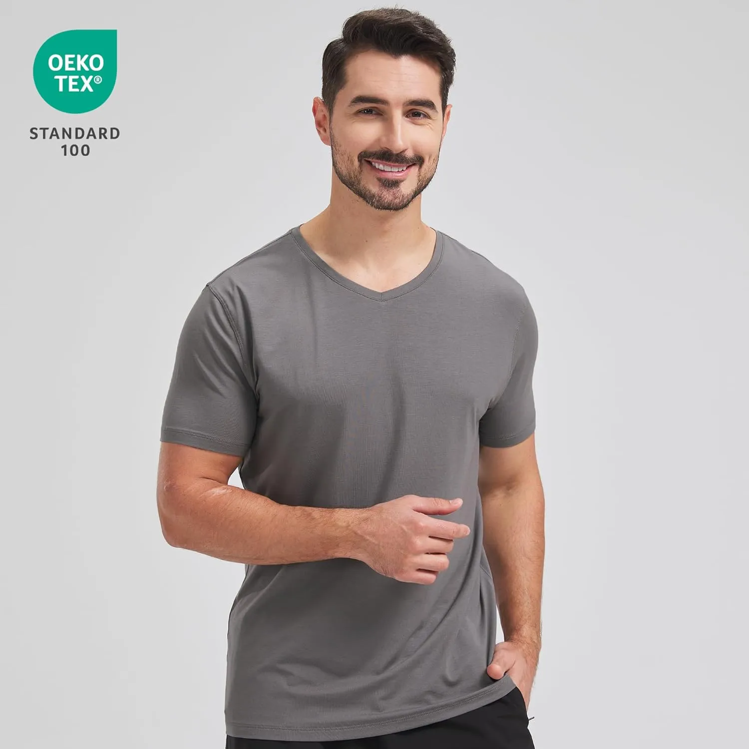 netdraw Men's Ultra Soft V-Neck Bamboo Viscose T-Shirt Comfy Lightweight Casual Basic Undershirts Pajama Tops