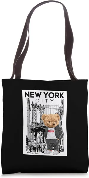 New York City Teddy Bear with The Dumbo Manhattan Bridge Tote Bag
